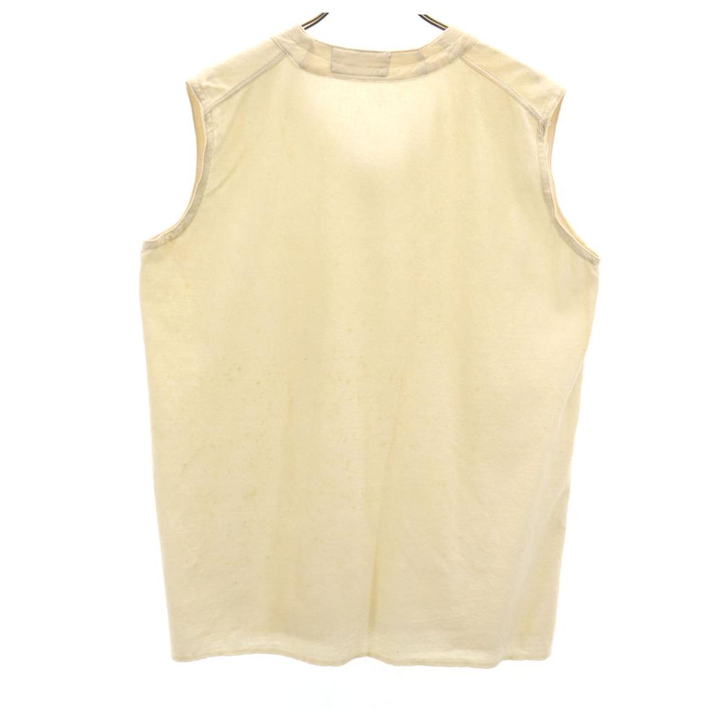 FRENCH ARMY 40s 50s Vintage No Sleeve V Neck Best 46 Beige Men's Used