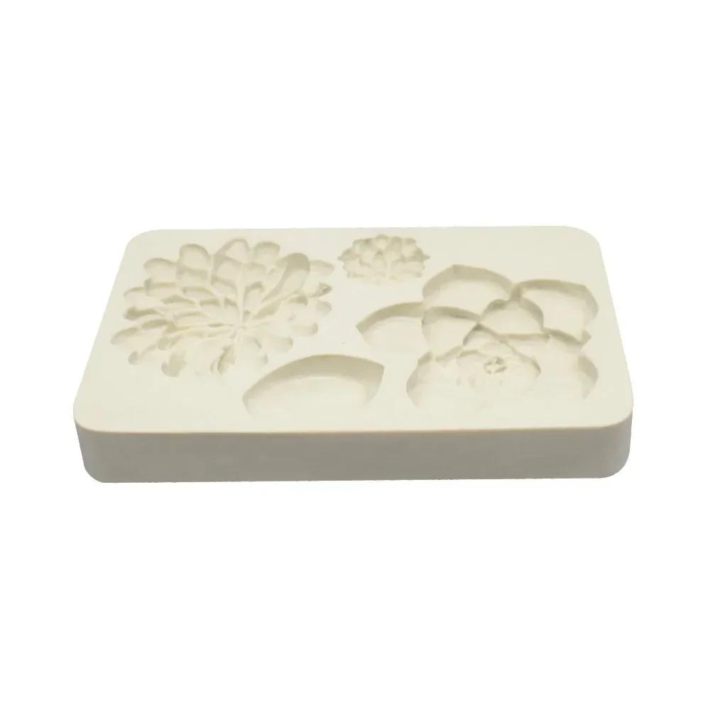 Diy Chocolate Cake Baking Mold Kitchen Baking Tools Cake Decoration Simulation Succulent Flower Plant Leaf Fondant Silicone Mold