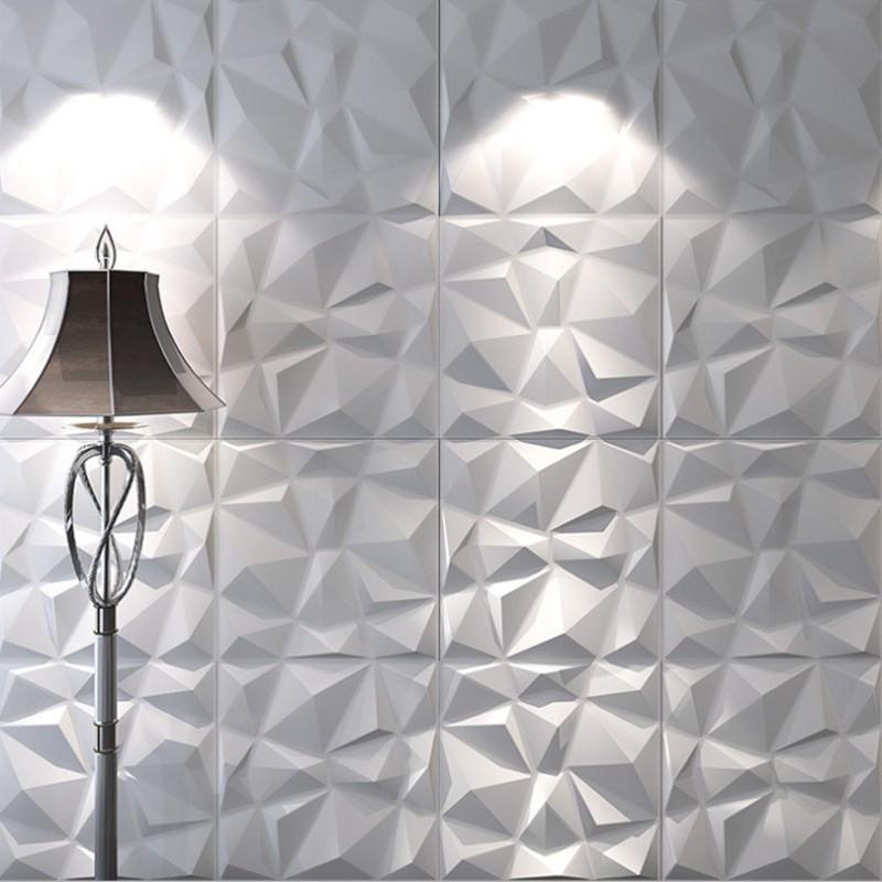 Buy 3D Wall Panel Matt White Diamond Wave Classical Design Durable ...