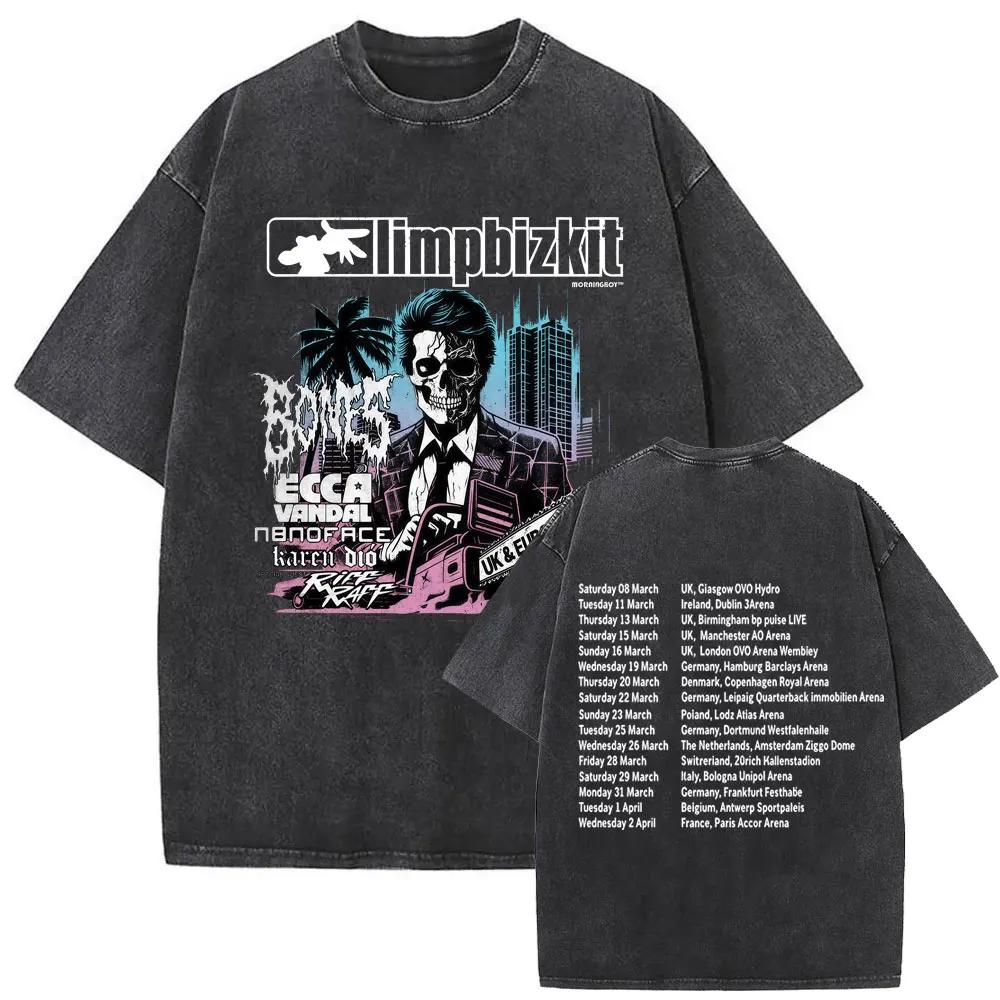 MXL Magliette Unisex Lavate Vintage Rock Band Limp Bizkit Stampa Significant Other Hip Hop Retro Oversize Manica Corta