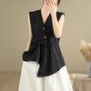 sleeveless oversized vintage blouse Casual loose summer tank tops women button up shirt