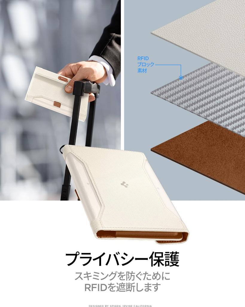 Passport Case Holder Travel Secure for Overseas Premium PU Leather Passport Multifunctional Storage Business Credit Airline AFA08348 [Spigen] Wallet,