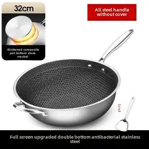 Stainless Steel Wok Honeycomb Non-stick Skillet Household Wok Induction Cooker Gas Cooker Wok Pan Pan Pan Set