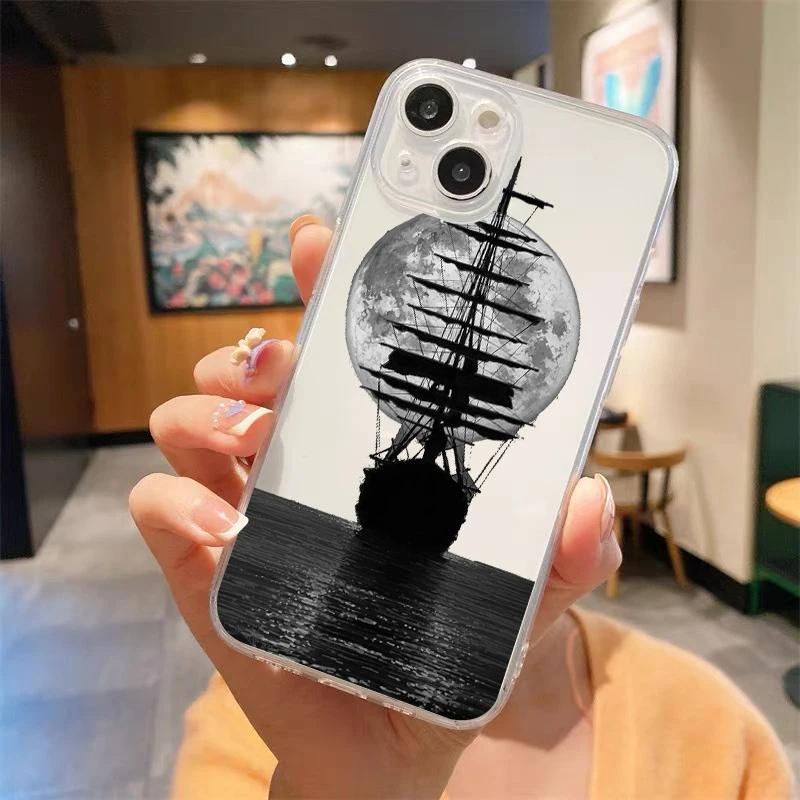 Funny Sun Moon Angel Eyes Shockproof ClearPhone Case For iPhone 17 14 15 16 13 12 11 Pro Max 78 Plus X XR XS Max SE Cover Fundas