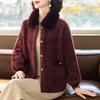 Women's Stylish Winter Coat: Middle-aged and Elderly Imitation Mink Velvet Woollen Thick Knit Cardigan Top