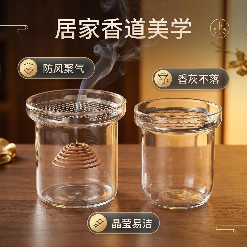 Glass Aromatherapy Stove with Metal Filter Screen Anti Dust and Anti Scald Transparent Visible and Atmospheric Incense Burner