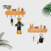 Adhesive Key Rack for Wall Wooden Holder with 5 Hooks, Cartoon House Theme Organizer, Multi Heavy Duty Screw Fixation Hooks Purpose Hanging