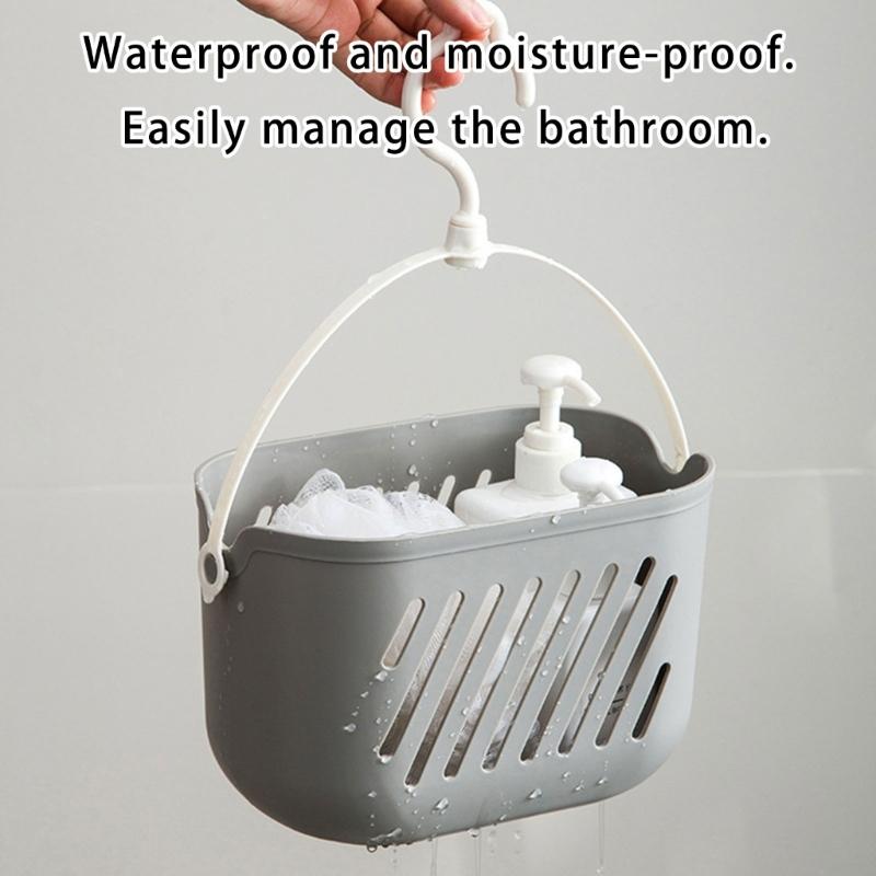 Hanging Shower Holders With Drainage Holes And Handle For Bathroom Organization Plastic Storage Basket Multi Purpose Bath Accessories