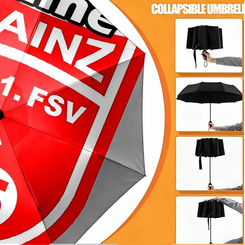 Custom Name Personalized 05 1FSV Mainz 05 Print Umbrella, Auto Open Close, 8‑Rib Sturdy Frame, Commute Camping Hiking Use, Birthday Gift