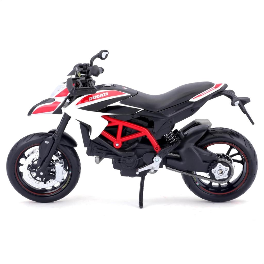 Maisto 1/12 Scale Ducati Hypermotard White / Diecast Model Car, Motorcycle, Finished Model 13015