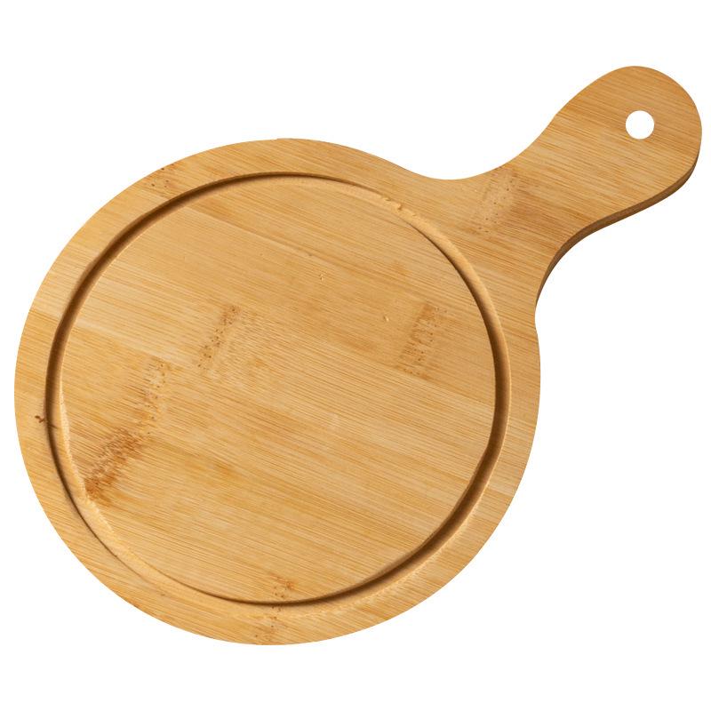 Round Bamboo Wooden Tray: Pizza, Bread, Sushi, Cake, Steak Serving Plate.
