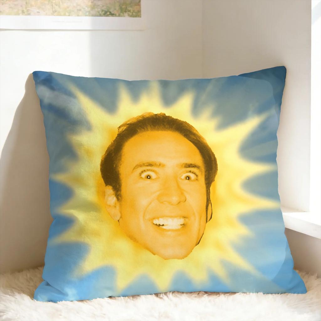 Cozy N-Nicolas Cage Headshot Pillow Cover Comfy Cushion Cover Funny Pillow Case For Sofa Couch Bed Living Room