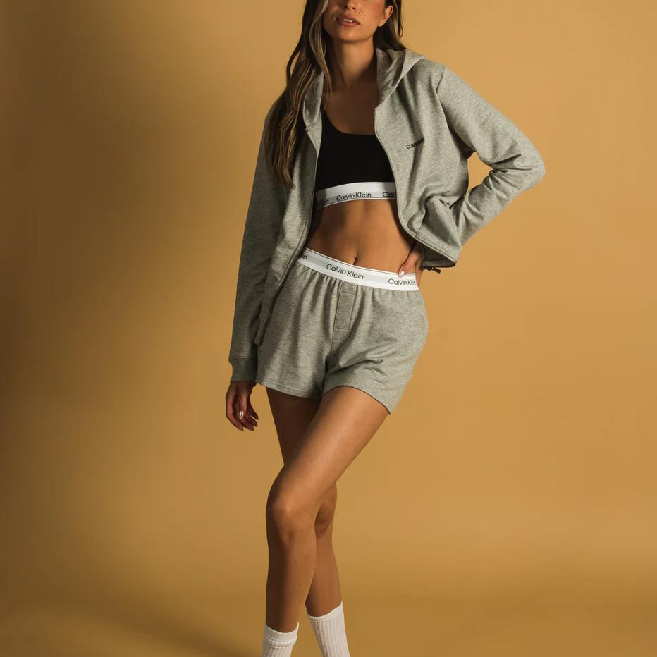 Calvin Klein Minimalistischer Bequemer Vielseitiger Hoodie Damen-Hoodies Hellgrau QS6869-051