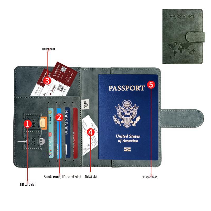 Customizable PU Leather Anti-Magnetic Passport Holder with Magnetic Buckle and Enterprise Logo