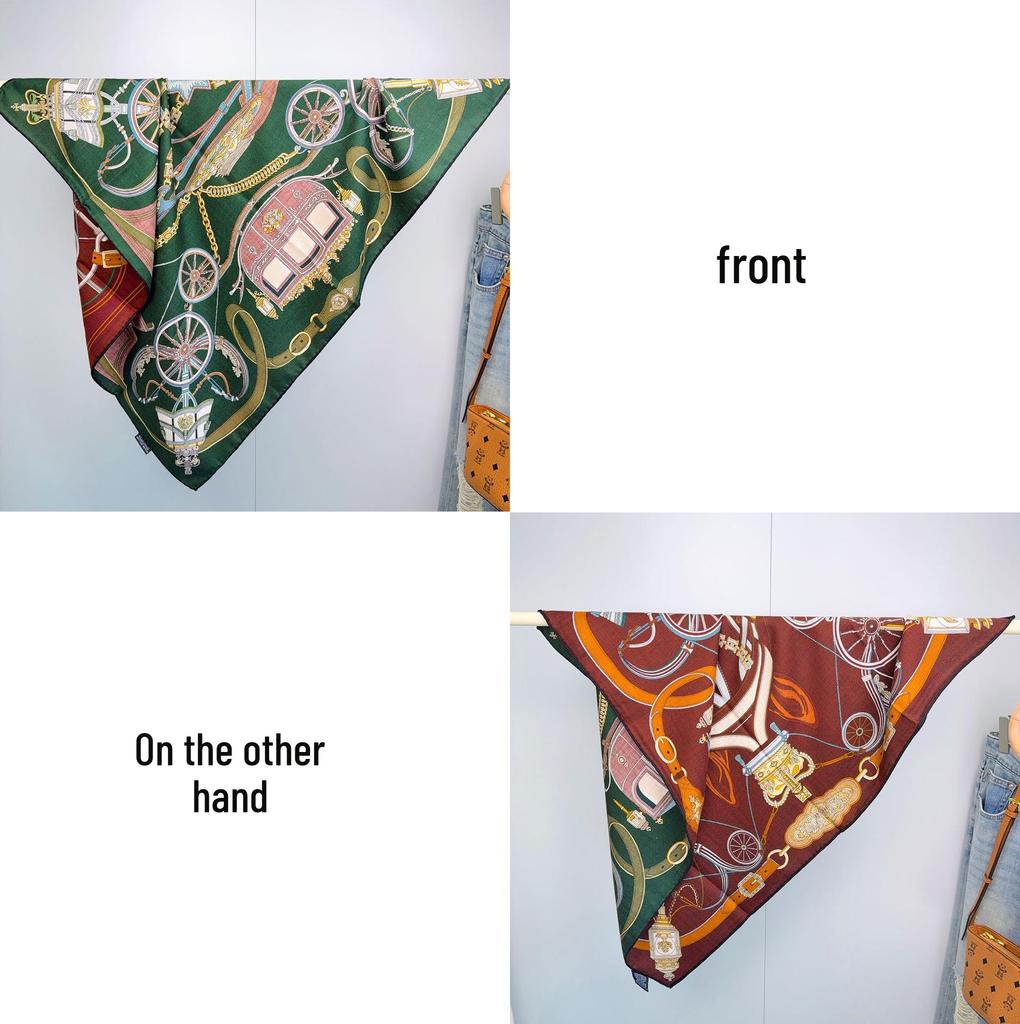 Reversible Mulberry Silk Scarf: Hand-Rolled Edge, Double-Sided Print for Autumn & Winter