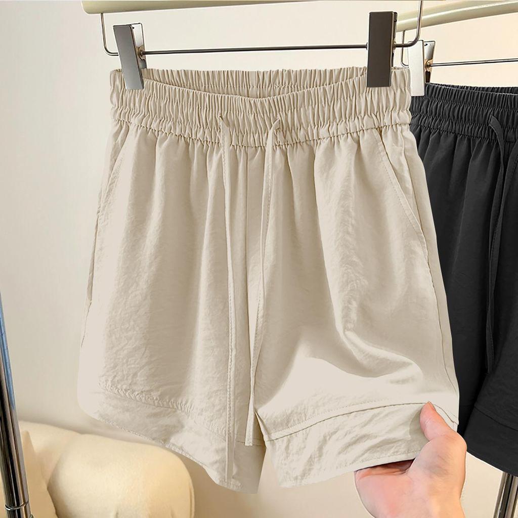 Versatile Korean Style YAMAMOTO High-Waisted Quick-Drying Sports Shorts - Breathable Ice Silk with Drawstring