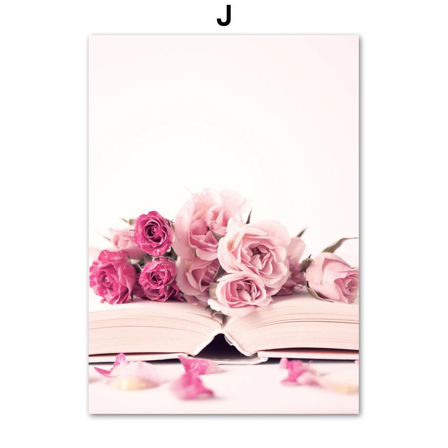 Spring Pink Rose Peony Sakura Dandelion Orchid Sparrow Car Garden Posters Flower Wall Art Canvas Painting Home Room Decor