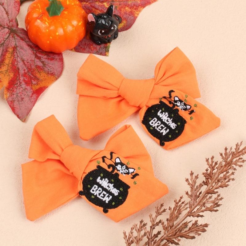 Lovely Toddlers Bowknot Hairclip Fashion Hair Barrettes Halloween Embroidered Hairpins Party Hair Accessory for Girls