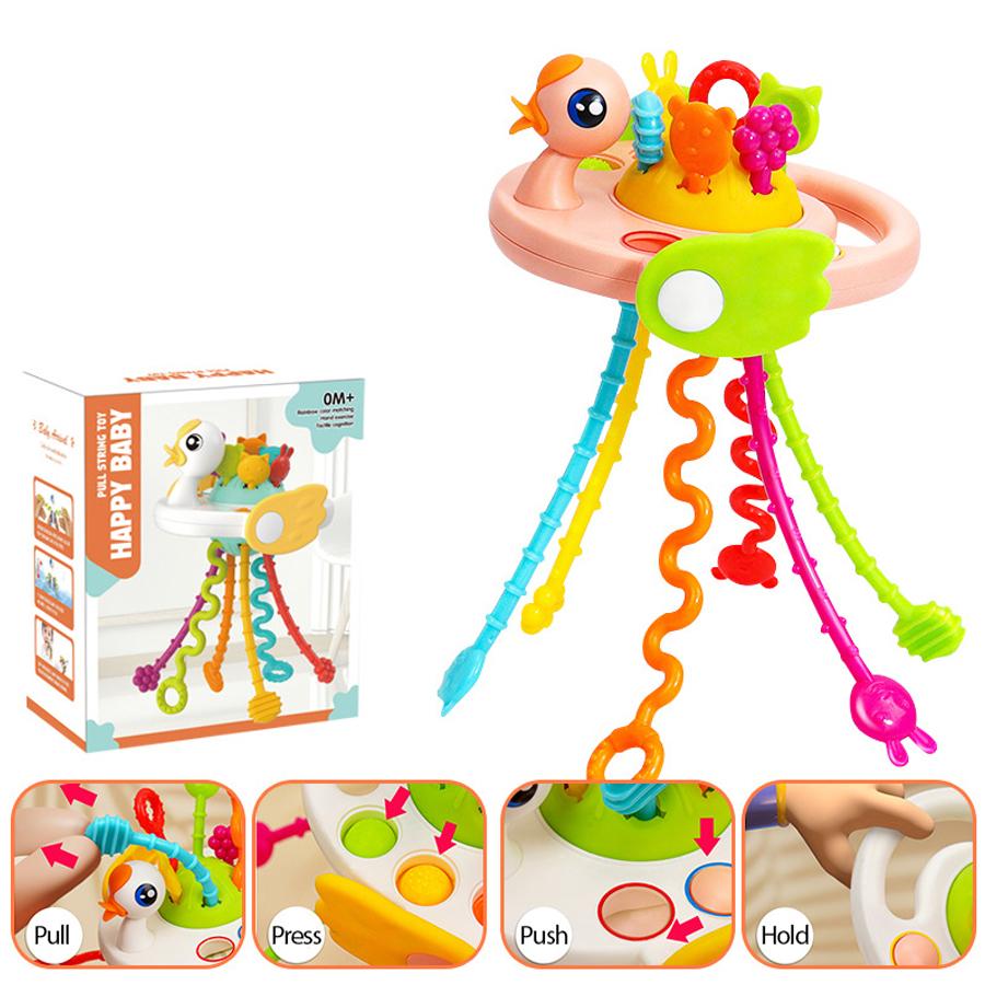 

Монтессори Детские Игрушки 3 в 1 Развивающие Прорезыватели Сенсорные Игрушки Игрушки с Веревочкой Силиконовые Обучающие Игрушки для Детей Малышей Рождественский Подарок