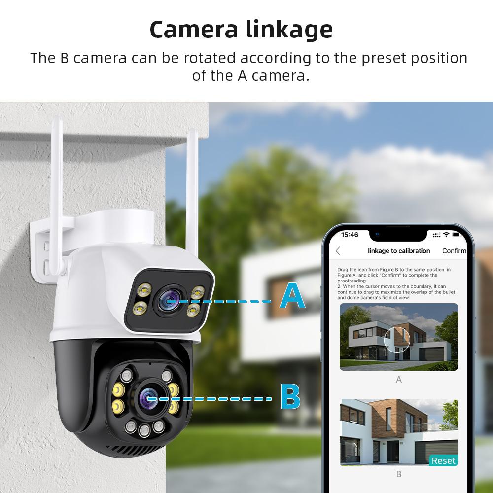 Camere de supraveghere Wifi de 8MP Cameră de securitate fără fir, impermeabilă, pentru exterior, Detectie umană AI, Cameră IP CCTV Dahua, Viziune de noapte