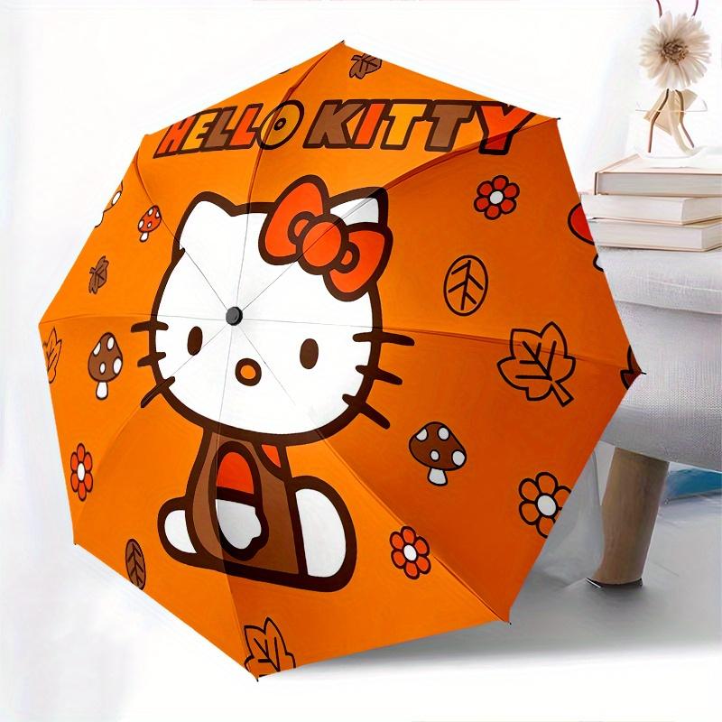 Hello Kitty,Autumn Automatic Folding Umbrella-Simple 8-Rib Design, Bright Cartoon Pattern, Durable Iron Frame, Suitable For Travel, Outdoor,