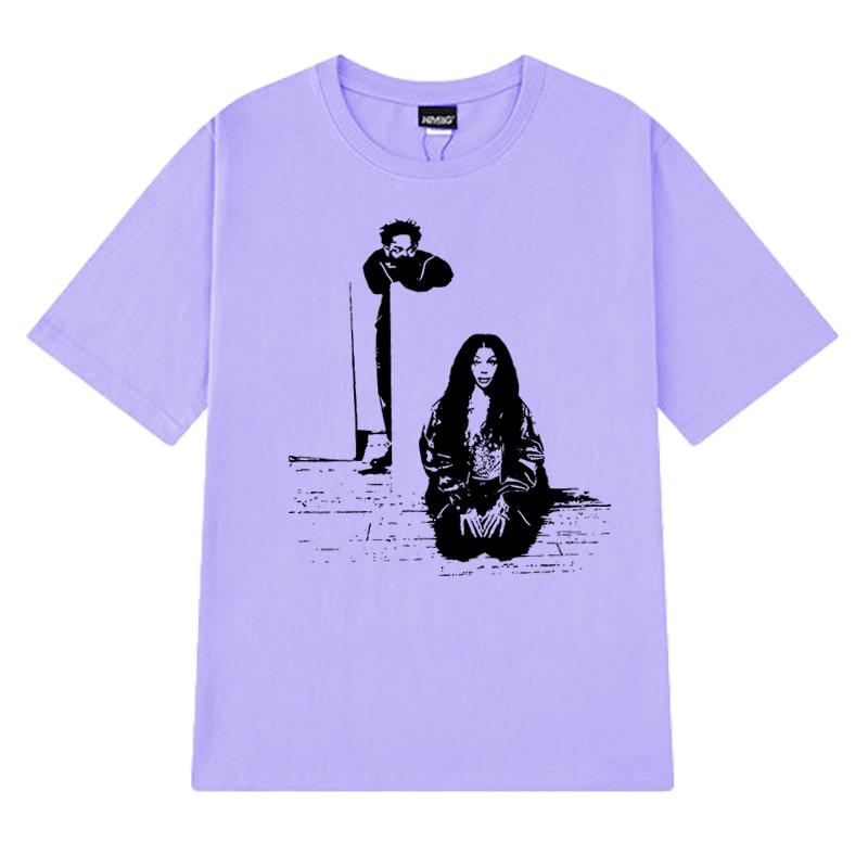 Kendrick Lamar Sza Tour 2025 Printed T Shirts Men Women Rapper Vintage Short Sleeve T-shirt Summer Unisex Casual 100% Cotton Top