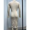 Damen Langarm Rundhals Französisch Retro Slim Langes Kleid