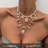 Pearl Love Flower Fringe Pendant Necklace Retro Temperament Collarbone Chain Light Luxury Personality High-end Jewelry