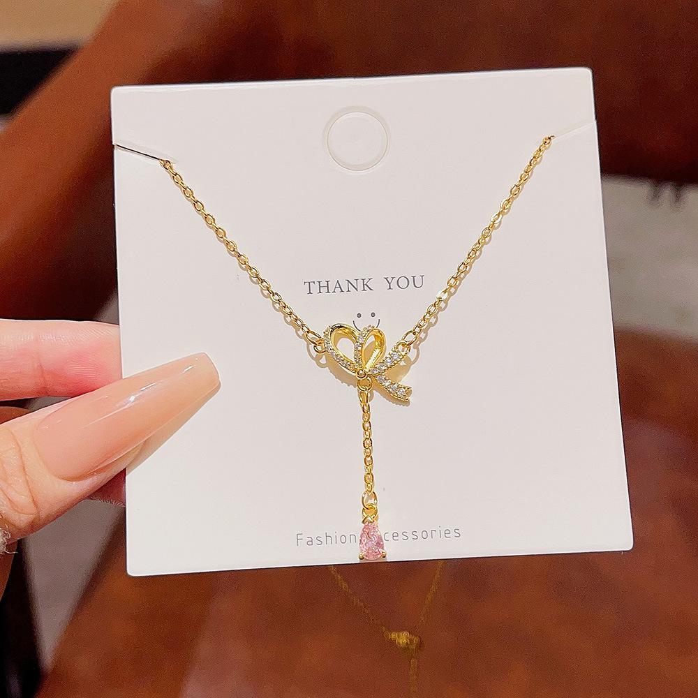 

Ювелирные изделия усовершенствованный изысканный бабочка ожерелье женский нишевый дизайн новый свитер цепочка темперамент длинная ключичная цепочка аксессуары золотой