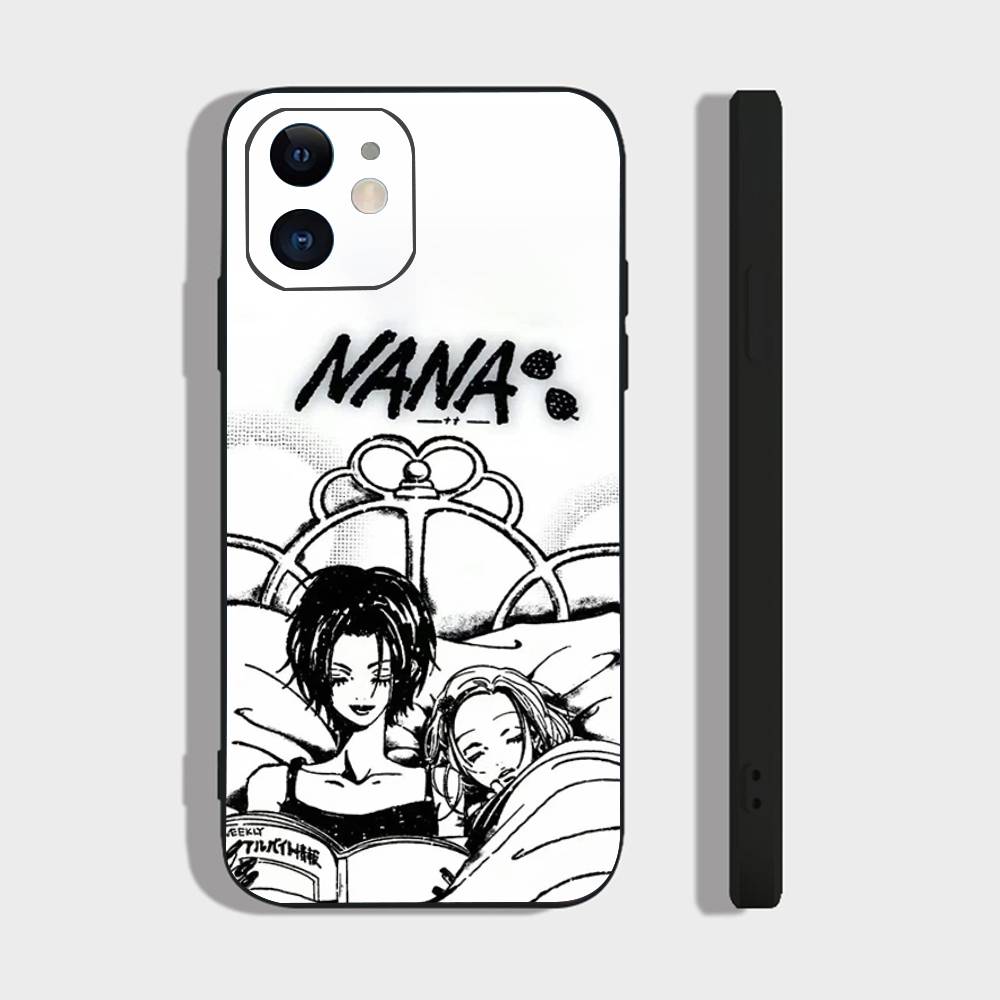 NANA Anime Black And White Color Phone Case For IPhone 17 Air 16 15 14 13 Pro Max 11 12 Black Silicone Cover