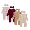 0-24M Baby Girls Boys Cotton Romper Autumn Spring Warm Solid Color Romper 2Pcs Newborn Baby Girl Boy Pit Cotton Jumpsuit Outfits