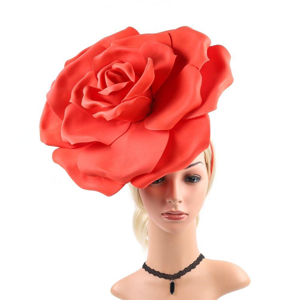 Exaggerated Rose Flowers Fascinator Hat Mardi Gras Headpiece  for Women