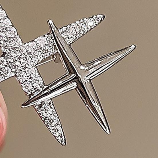 Rhinestone Star Brooch Double Star Lapel Pin Sparkling Star Brooch Pin Fashion Accessory for Men Women Shirts Coats