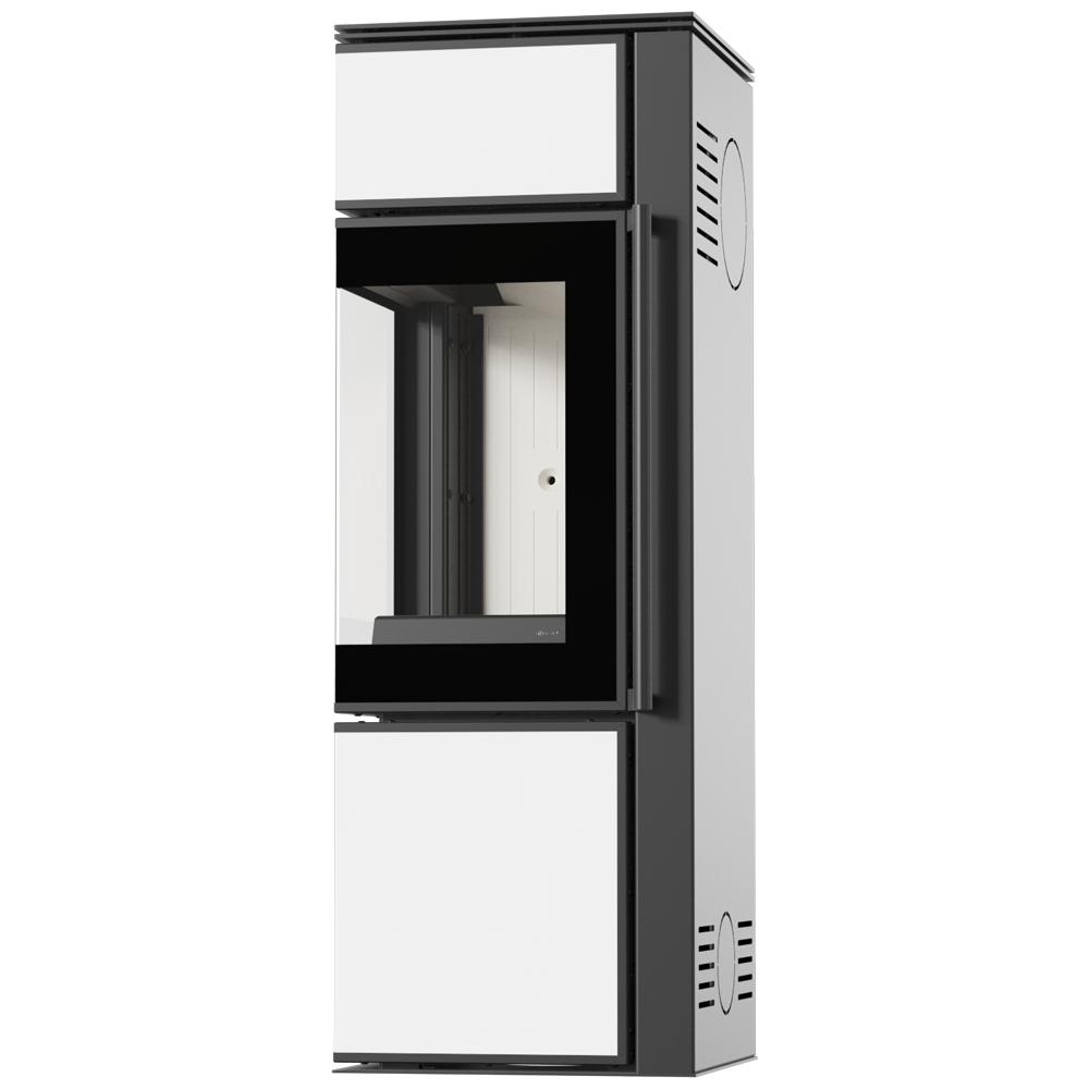 Wood Burning Steel Stove KRATKI TORA/S 8 kW Ø 150 White Glass Panel