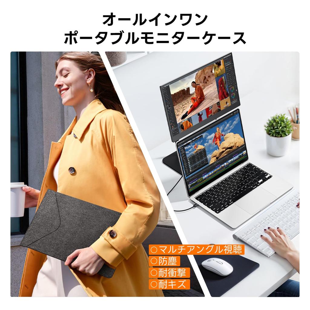 Omiodo Portable Monitor with Magnetic 1920x1080 FHD IPS and VESA Compatible with and and Compatible with and Protective Case 15.6-inch Stand, HDR,