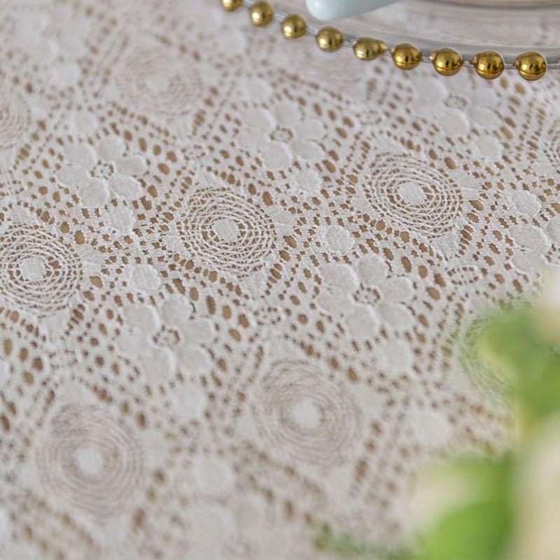 Elegant French Wheat and Floral Lace Tablecloth - RectangularTable Cover with Ruffled Edges, Ideal for Kitchen & Dining Decor, Dining Table Accessory