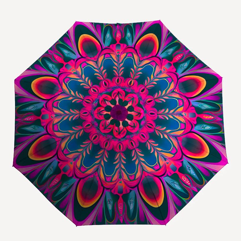 

1pc Psychedelic Mandala Automatic Open/close Folding Umbrella, Compact Portable Travel Umbrella,Cute Umbrella, Durable Construction yy250804054