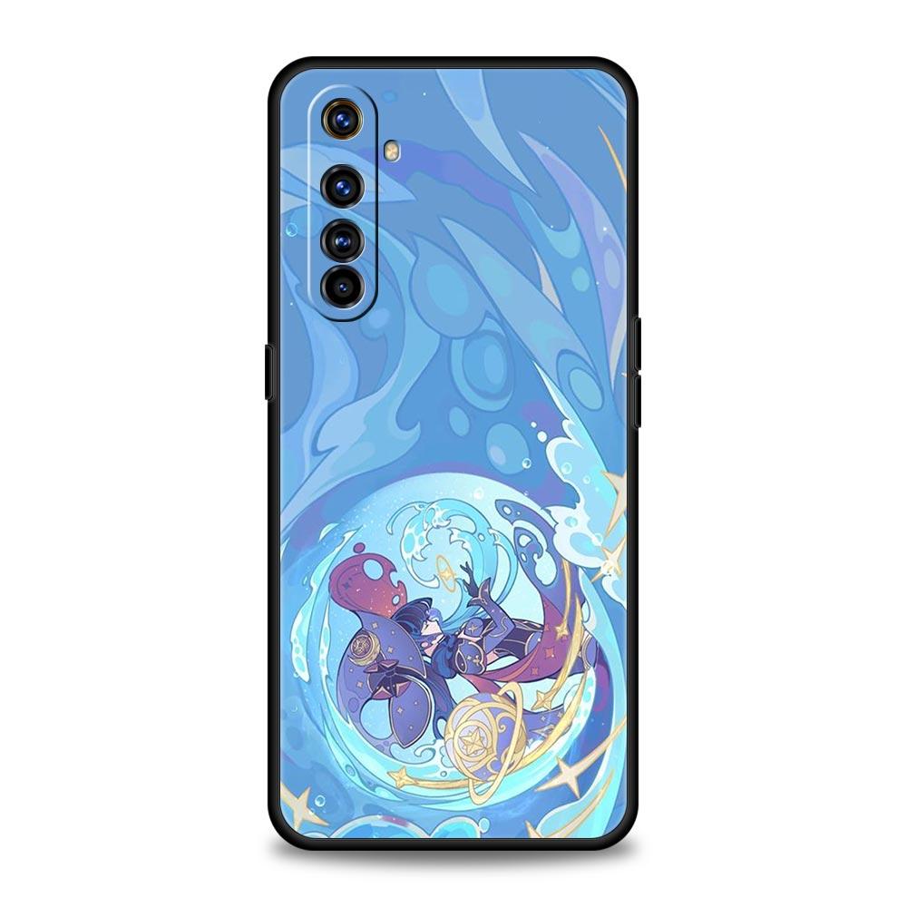 Cute Genshin Impact For Realme 9i Luxury Phone Case 9 8 5G GT2 7 6 Pro Plus 8i C21 C3 C11 C25 Black Silicone Cover Coque Fundas
