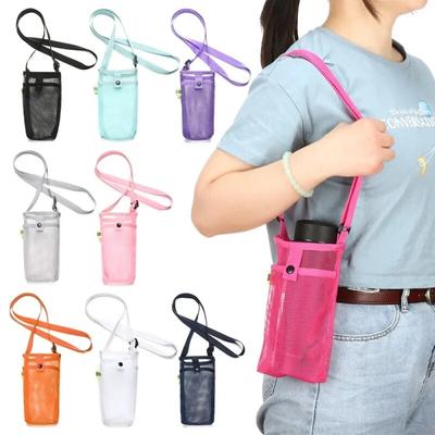 Bolsa para Garrafa de Água Bolsa com Alças Ajustáveis Suporte de Bolsa de Malha para Água Alça de Ombro Bolsa Isolada para Garrafa Preta