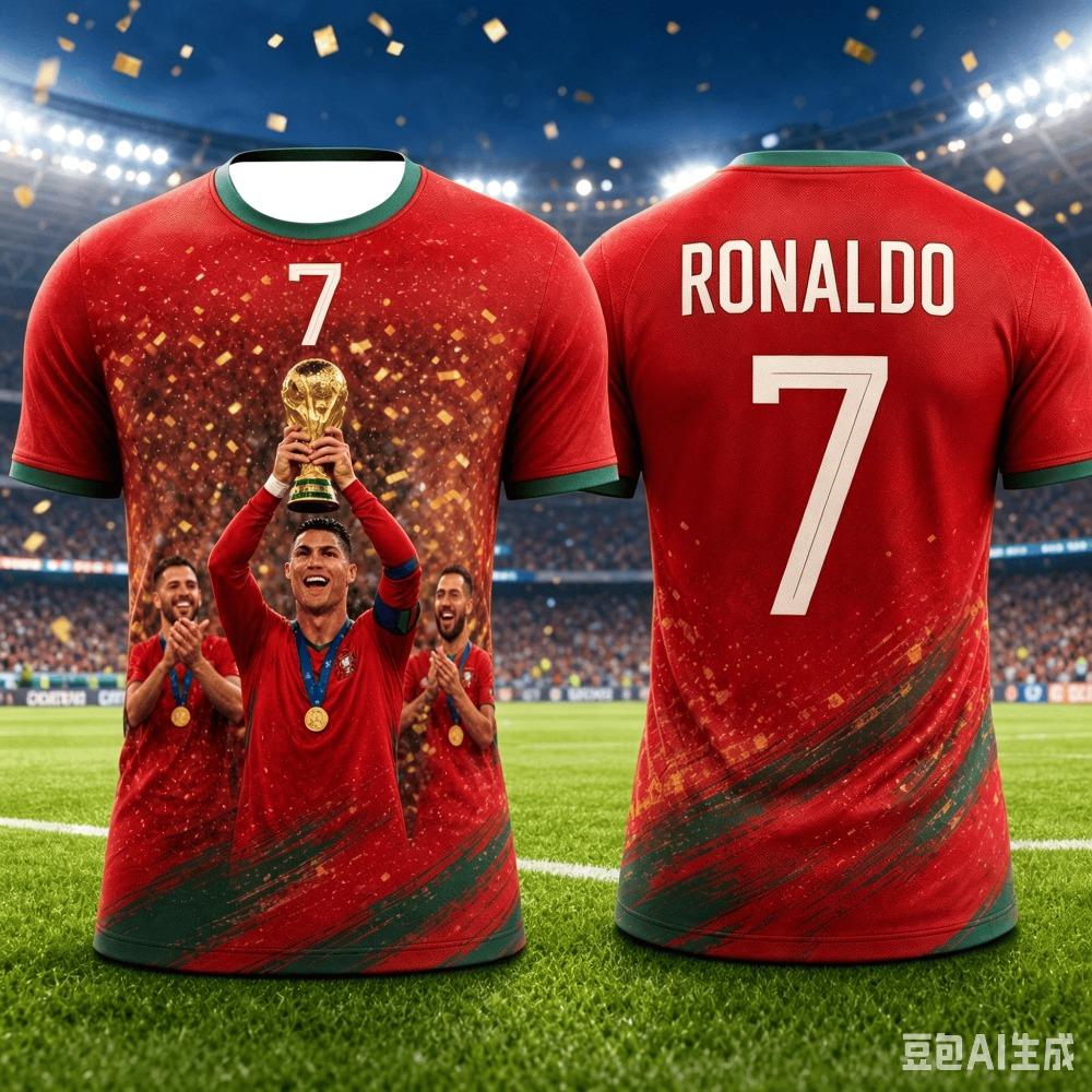 The Fashionable Ronaldo Summer 3D Print Family Outfit Football Jersey T-shirt Is Suitable for Outdoor Sports Wear