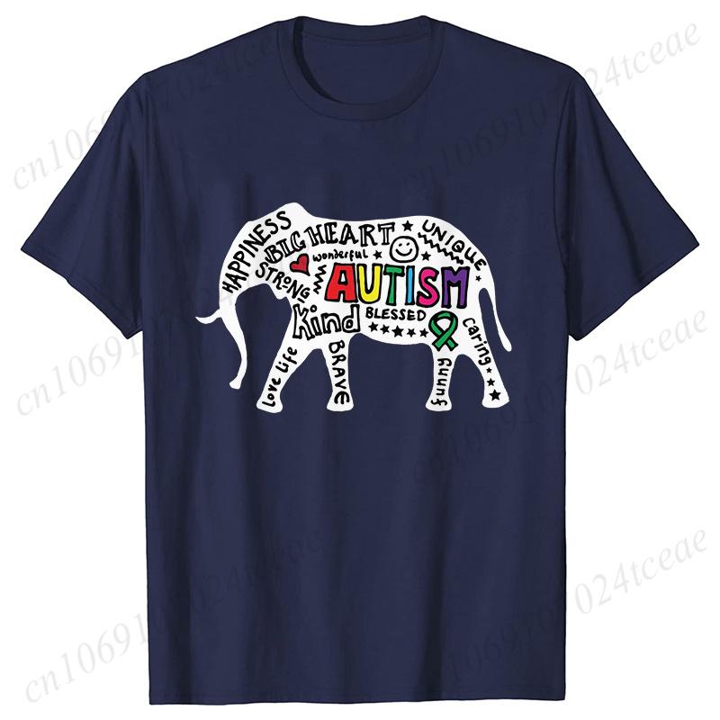 Short Sleeve FeUnisex Clothing Autism Awareness Short Sleeve Tees Shirt Women Summer TShirt Fashion Autism Elephant Graphic Tops S