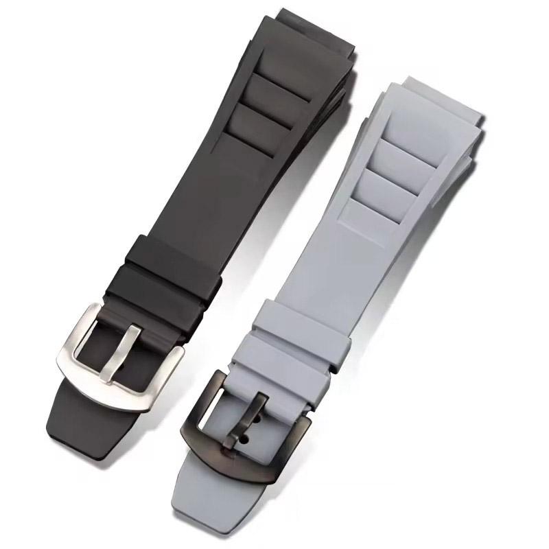 Green Red Black Gray Blue Fresh ear style Rubber Watchband For Richard Mille strap for RM011 Mille Bracelet Watch Band 25mm New
