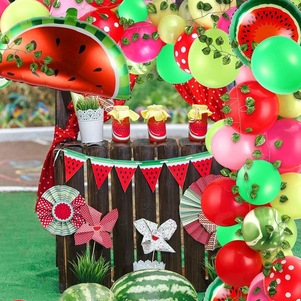 Hawaiian Party Decoration Balloon Set, Watermelon Balloon Chain Set Birthday Background Arrangement