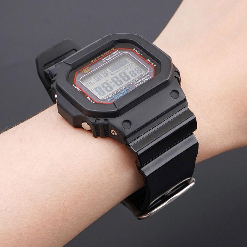 Pryžový sportovní řemínek pro Casio G-SHOCK DW-5600 GA-2100 GW-M5610 DW-6900 16mm Perleťový TPU Muži Ženy Náhradní náramek Řemínek na hodinky