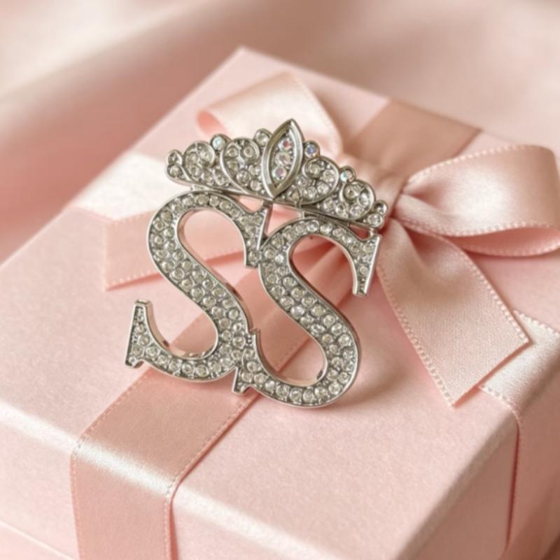 Fashion Crown Double S Letter Brooches Men Suit Shirt Badge Women Jewelry Accessories
