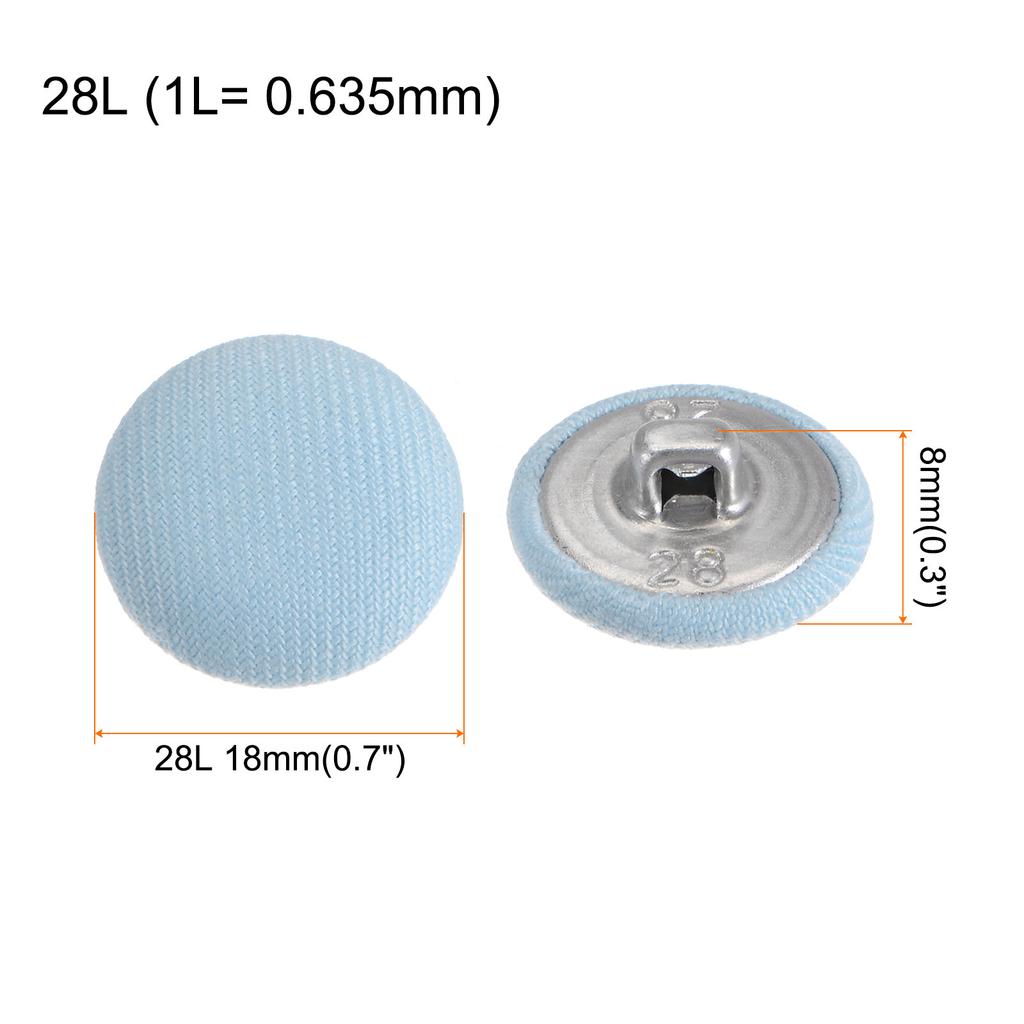 10pcs Fabric Cloth Covered Button 18mm Metal Round Sewing Buttons, Red/Caramel/Pink/Blue/Deep Blue