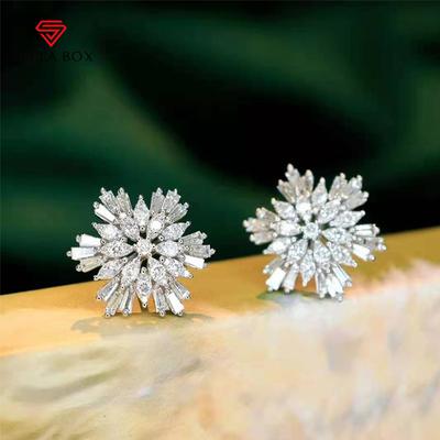 Schillernde CZ-Schneeflocken-Ohrstecker für Damen, luxuriös, silberfarben, Ohrringe, Tanzparty, romantische Accessoires, Geschenk