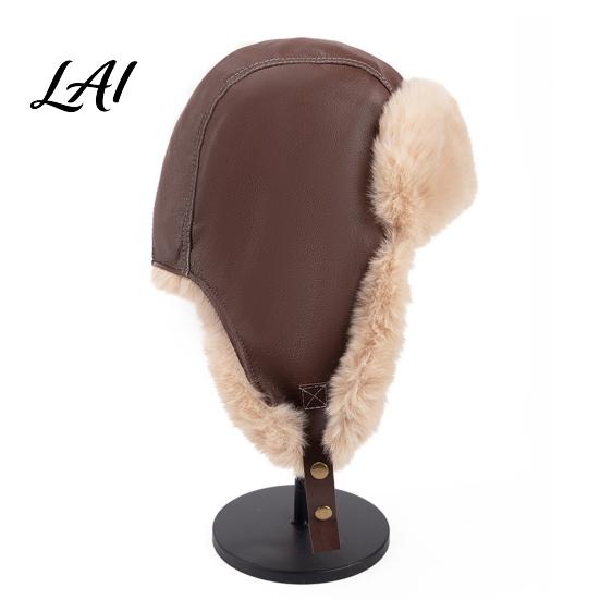 Winter Gift for Men Women Faux Fur Trapper Hat Ushanka Hat with Ear Flaps Plush Lining Windproof Hiking Protection Cap Warm Retro Fuzzy Earflap