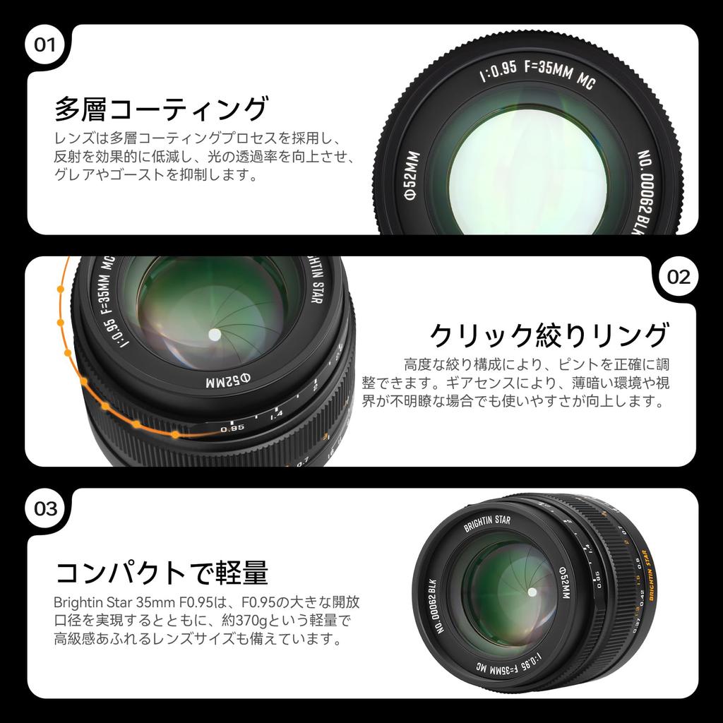 Brightin Star 35mm Large Aperture Standard Lens MF Prime Lens Compatible with Nikon Z Mount Mirrorless Cameras Such As Black F0.95 APS-C Z30, Z50,