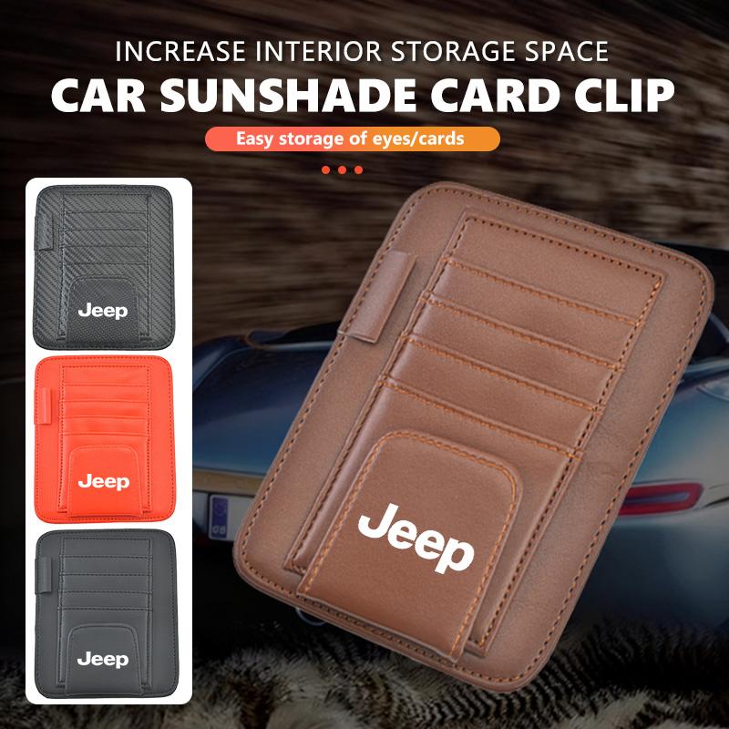 Car Sunvisor Storage Clip Multi-Pocket Card Ticket Clip Organizer Interior Accessories For Jeep JK JL JKU TJ YJ CJ Wrangler AMY1